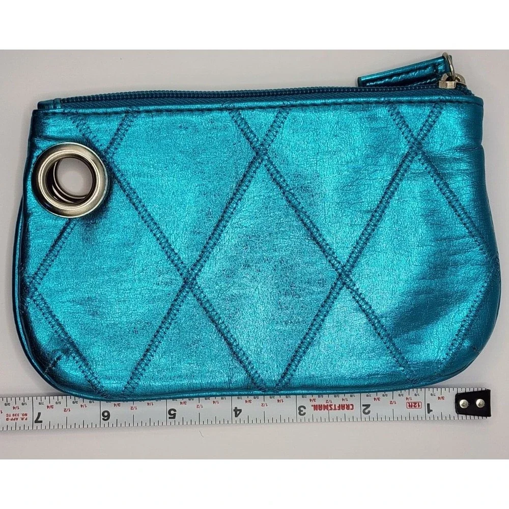 Metallic Blue Zipper Clutch